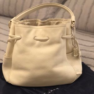 Cream Cole Haan Hobo with drawstring/snap closure